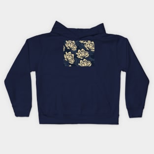 Seamless Yellow and Blue Floral Pattern Kids Hoodie